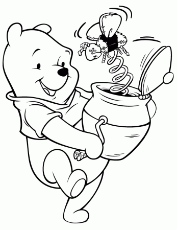 Cute Pooh Bear Playing With Toy Coloring Page | HM Coloring Pages