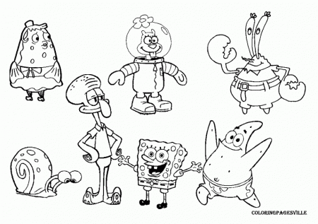 Cartoon Spongebob Squarepants And Sandy Cheeks Coloring Pages Free 