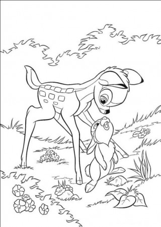 bambi coloring pages having fung with thumper « Printable Coloring 