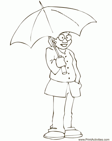 Spring Coloring Page | Woman With Her Umbrella
