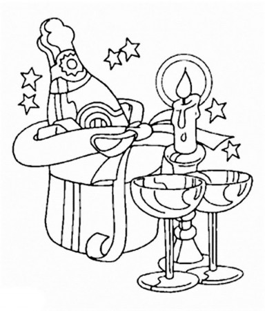 Images a Bottle of champagne coloring pages | Coloring Pages