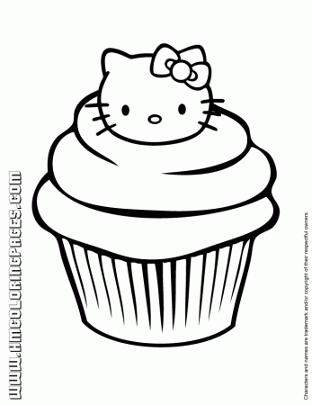 Hello Kitty Cupcake Coloring Page | Coloring Pages & Activites | Pint…