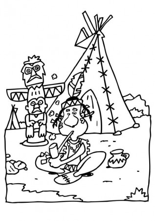 Coloring page indian teepee - img 6510.