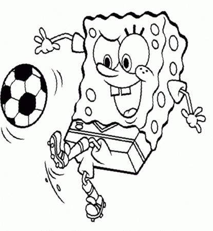 Spongebob Playing Football Coloring Page - Spongebob Cartoon 