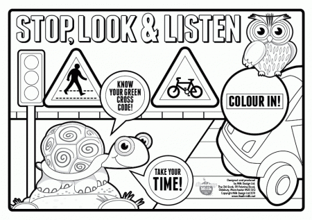stop look listen Colouring Pages