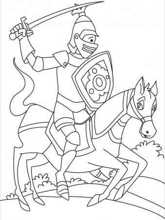 A fast moving horse with a perfect knight rider coloring pages 