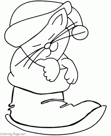 Christmas Coloring Pages - Christmas Cat