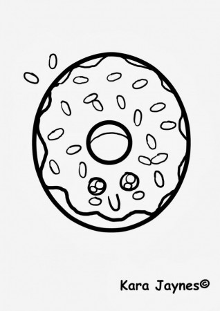 Kara Jaynes Kawaii Donut Coloring Page Kawaii Coloring Pages 