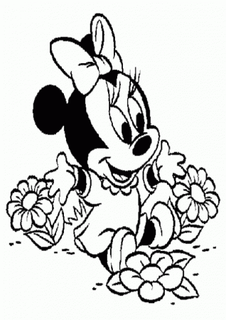 Minnie Mouse Coloring Pages Baby Minnie Mouse Flowers Coloring 