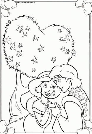 Aladdin Jasmine In Love Coloring Pages HelloColoring Com 193259 