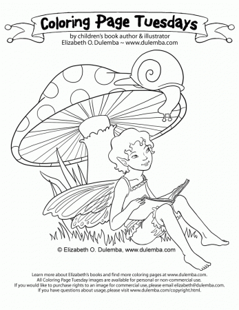 dulemba: Coloring Page Tuesday - Fairy Reading to a Snail