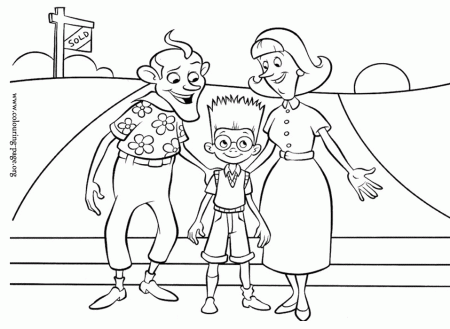 Meet the Robinsons - Bud and Lucille adopt Lewis coloring page