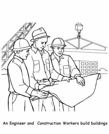 BlueBonkers - Labor Day Coloring Page Sheets - Engineer is a worker