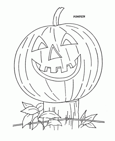 Halloween Coloring Page Sheets - Smiling Pumpkin on a fencepost 