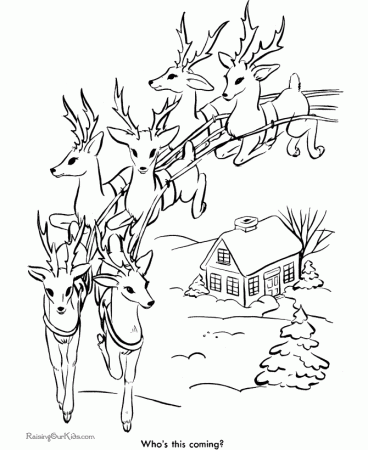 Santa's Reindeer Christmas Coloring Pages - 006