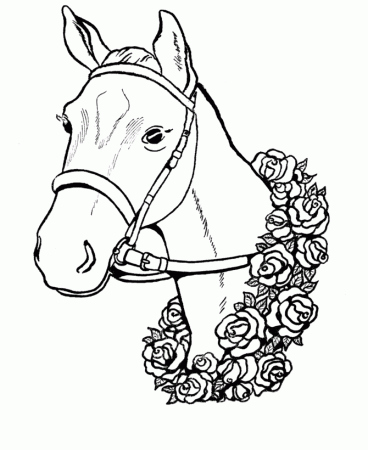 Valentine's Day Coloring Flowers - Race Horse with Flowers 