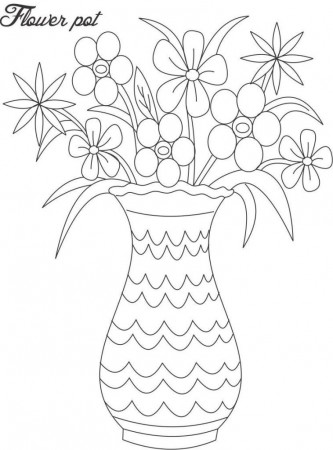 Downloadable Flower Pot Coloring Page High Res | ViolasGallery.