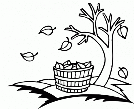 Tree In Fall Coloring For Kids - Tree Coloring Pages : Coloring 
