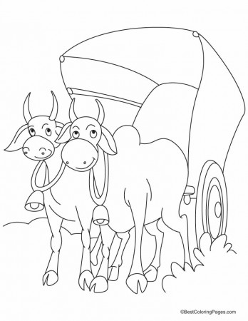 The cart harnessed by two bulls coloring pages | Download Free The 
