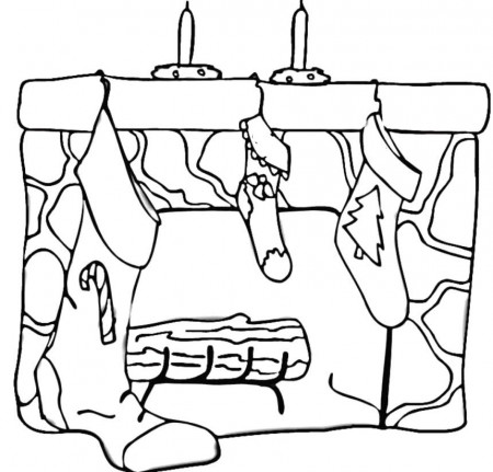 Fireplace With Various Socks Coloring Pages - Fireplace Coloring 
