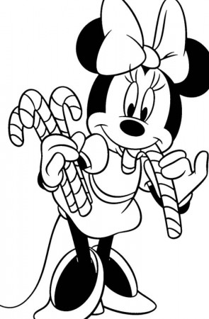 Disney Minnie Candy Cane Christmas Coloring Pages - Christmas 