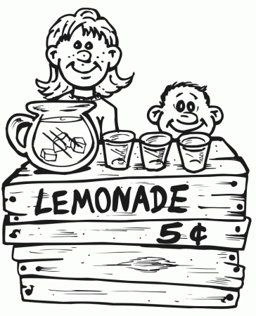 Printable Summer Coloring page | Lemonade stand