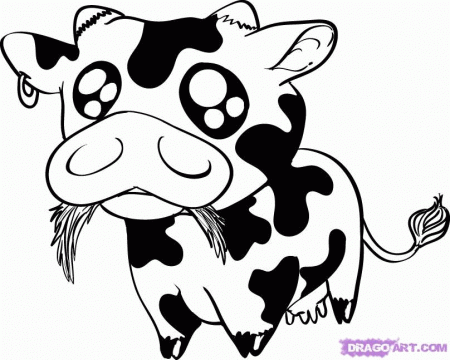 How to Draw a Baby Cow, Step by Step, anime animals, Anime, Draw 
