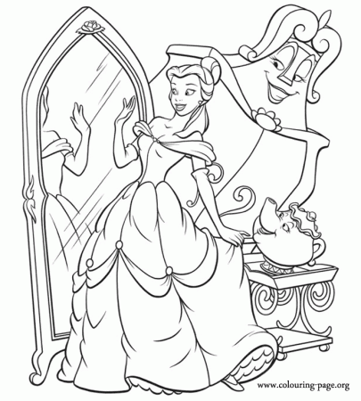 Beauty And The Beast - Belle, Mrs. Potts and Wardrobe coloring page