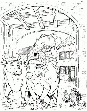 animals in a stable Colouring Pages