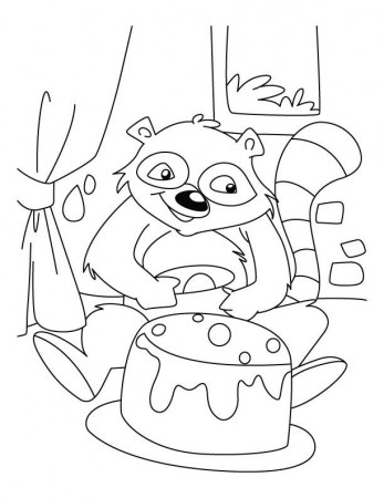 Raccoon celebrating his birthday coloring pages | Download Free 