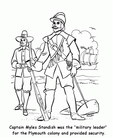 Thanksgiving Coloring Pages - Pilgrim Leader Myles Standish 