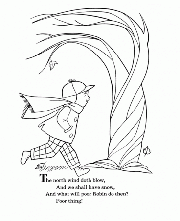 BlueBonkers - Nursery Rhymes Coloring Page Sheets - The North Wind 