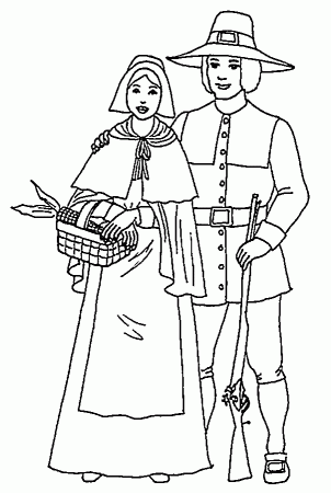 thanksgiving pilgrim coloring page