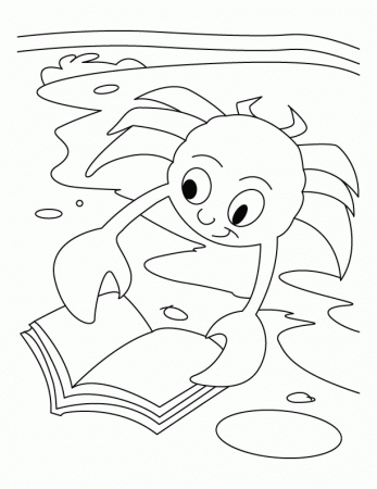 Crab winning over book-wormer coloring pages | Download Free Crab 