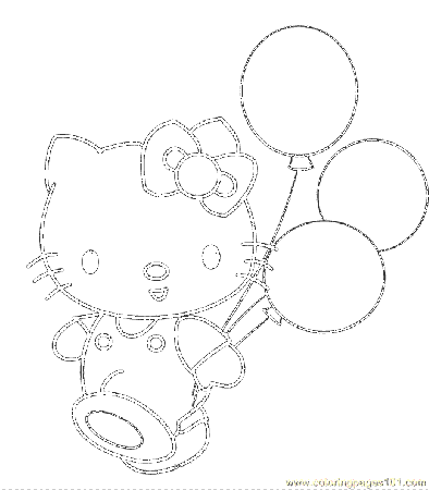 Coloring Pages Hellokitty With Balloons (Cartoons > Hello Kitty 