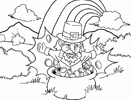 St Patricks Day Coloring Pages : Leprechaun Playing Violin St 