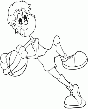 A Boys Playing Basketball Coloring Pages Printable 126#