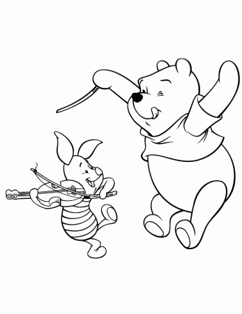 Winnie The Pooh And Piglet Orchestra Music Coloring Page 