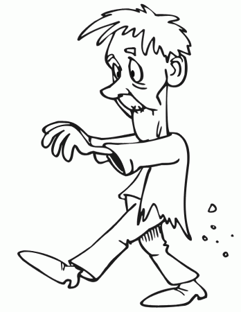 Zombie Coloring Page | Zombie Walking With Arms Out