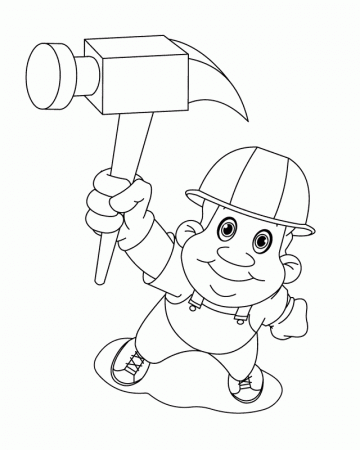worker hammer Colouring Pages
