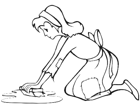 Cinderella wash floor coloring pages | Coloring Pages For Kids 