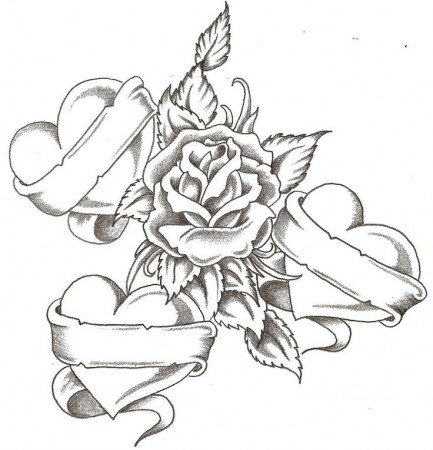 hearts and rose Colouring Pages (page 3)