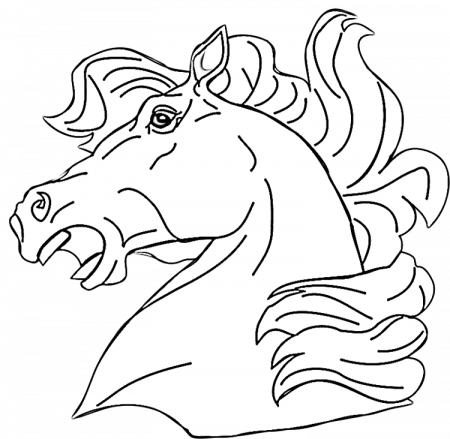 Neighing Horse Head Coloring Page | Purple Kitty