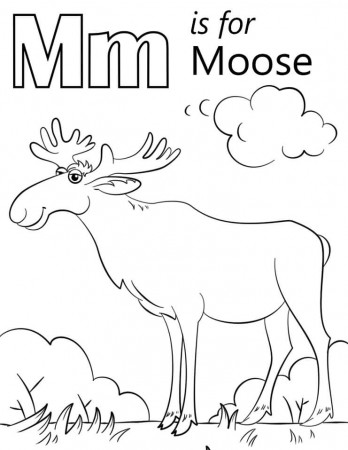 Moose Letter M Coloring Page - Free Printable Coloring Pages for Kids