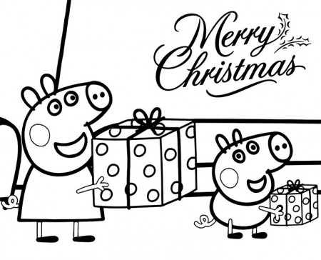 Peppa Pig Merry Christmas printable coloring sheet