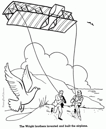 The Wright Brothers Airplane - American history coloring pages for kid 078