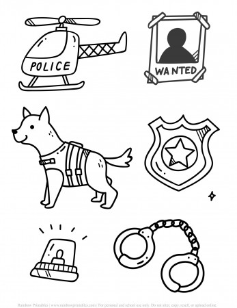 Simple Police Officer Coloring Pages for Kids - Rainbow Printables