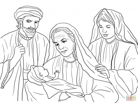 Boaz, Naomi, Ruth and Baby Obed coloring page | Free Printable ...