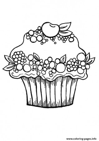 Print The Berry Cupcake fruits Coloring pages
