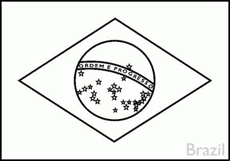 Brazil Flag Coloring Page